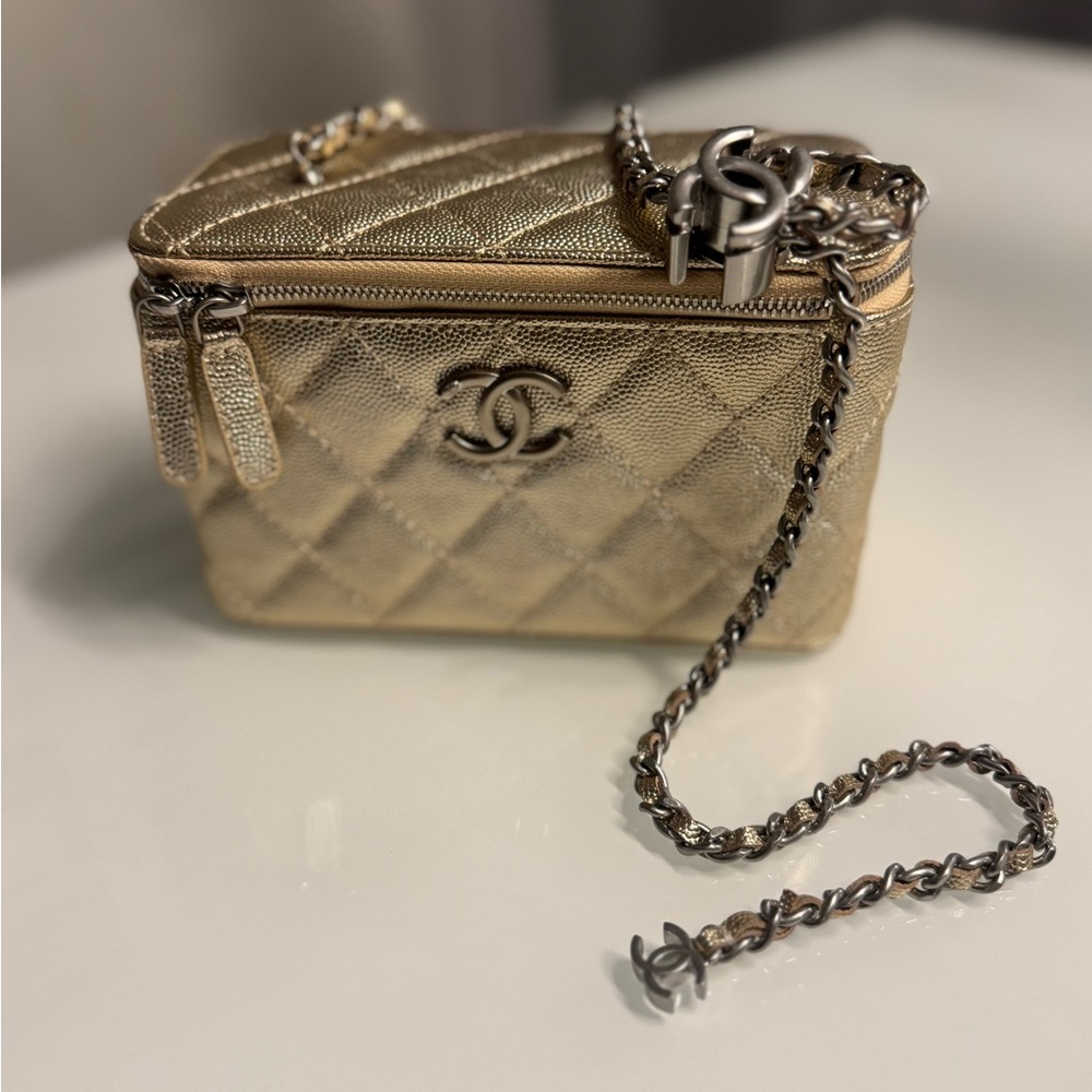 Gold Quilted Chanel Chain Bag